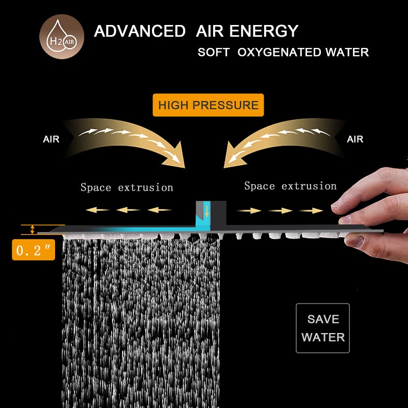 BESy 12 Inch Rain Shower Head, 12" Square Rainfall & High Pressure Stainless Steel Bath Showerhead, 1/16" Ultra Thin, Waterfall Full Body Coverage with Silicone Nozzle, Matte Black Finish - Image 3